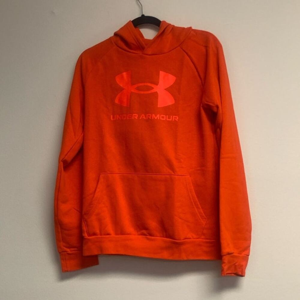 Under Armour Boys' XL Rival Fleece Hoodie, Orange - Picture 2 of 6
